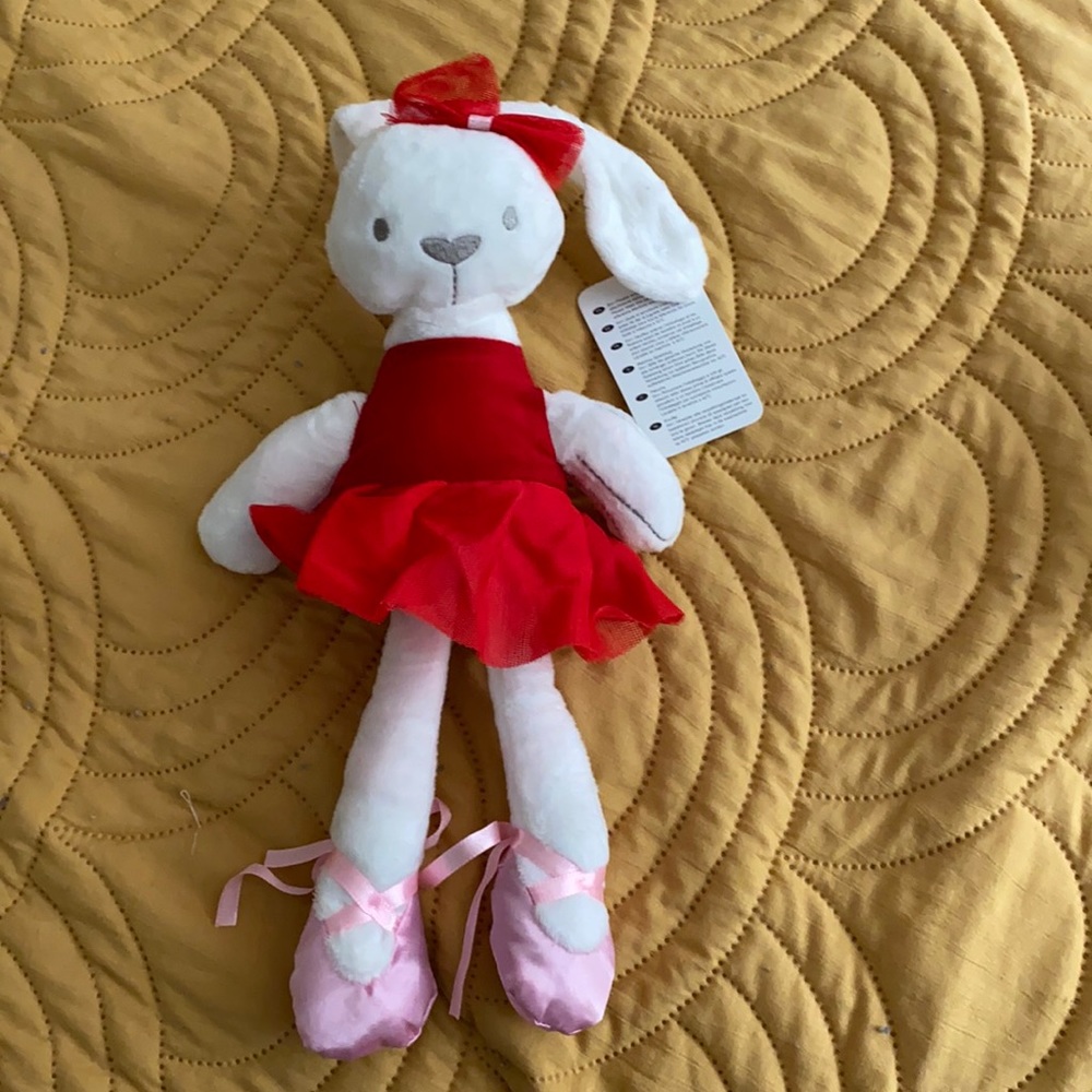 Floppy Ear Bunny Ballerina-red & pink